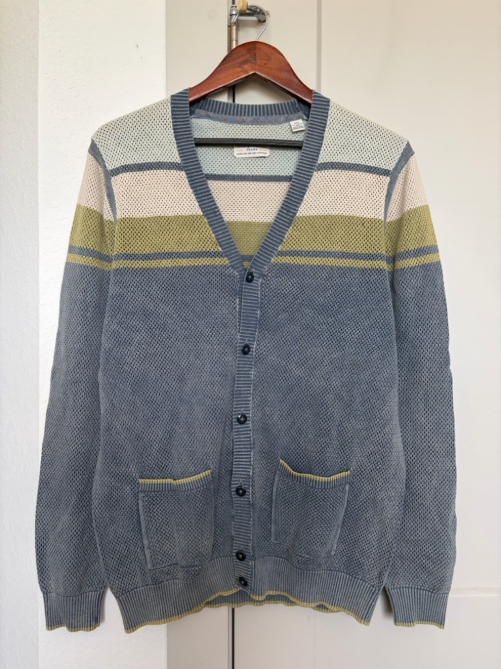 TOMMY BAHAMA SALTWATER TIDES TEXTURED CARDIGAN SWEATSHIRT BLUE MEN’S MEDIUM